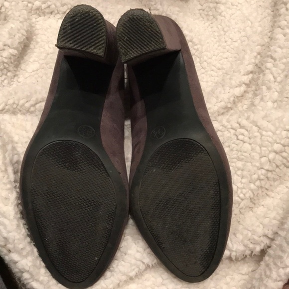 Taupe Velvet Block Heels - Picture 2 of 4